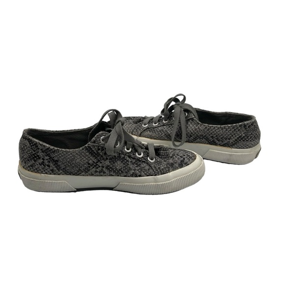 Superga Gray Snake Print Lace Up Sneakers Size 37 Women’s - Picture 1 of 8